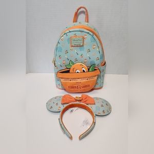 Disney Loungefly NEW 2024 Epcot Flower & Garden Orange Bird Backpack & Ears NWT